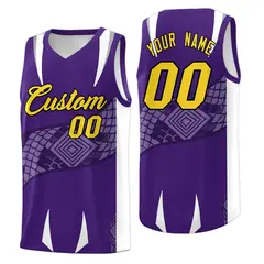 Purple White Snake Scale Venomous Fang Graffiti Basketball Jersey 1