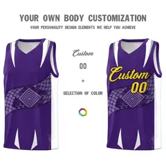Purple White Snake Scale Venomous Fang Graffiti Basketball Jersey 3