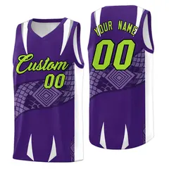 Purple White Snake Scale Venomous Fang Graffiti Basketball Jersey 1