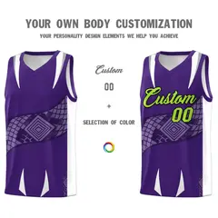Purple White Snake Scale Venomous Fang Graffiti Basketball Jersey 3