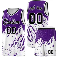 Purple White Snow Mountain Beast Pattern Basketball Jersey