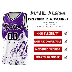 Purple White Snow Mountain Beast Pattern Basketball Jersey 2
