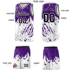 Purple White Snow Mountain Beast Pattern Basketball Jersey 5