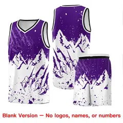 Purple White Snow Mountain Beast Pattern Basketball Jersey 7