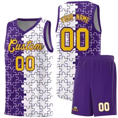 Purple White Splid Puzzle Pattern Basketball Kits