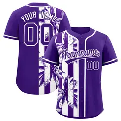 Purple White Split Coconut Tree Design Baseball Jersey 1