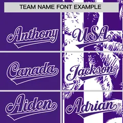 Purple White Split Coconut Tree Design Baseball Jersey 3