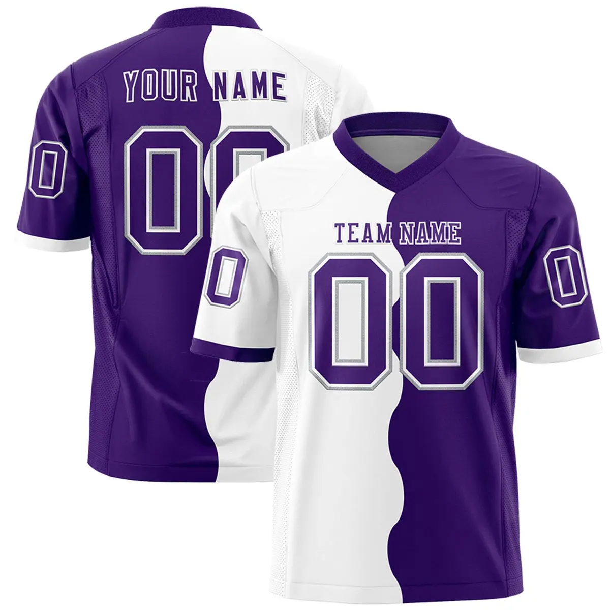 Purple White Split Fashion Mesh Authentic Football Jersey
