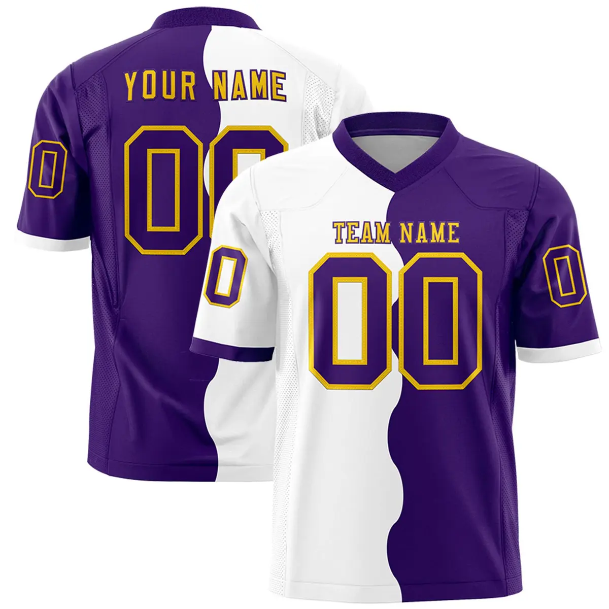 Purple White Split Fashion Mesh Authentic Football Jersey