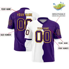 Purple White Split Fashion Mesh Authentic Football Jersey 2