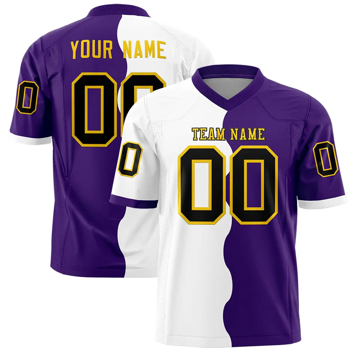 Purple White Split Fashion Mesh Authentic Football Jersey