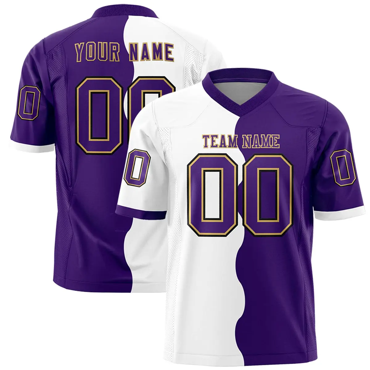 Purple White Split Fashion Mesh Authentic Football Jersey