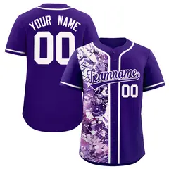 Purple White Split Graffiti Raglan Sleeve Baseball Jersey 1