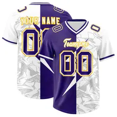Purple White Split Lightning Pattern Football Jersey 1
