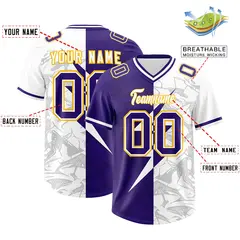 Purple White Split Lightning Pattern Football Jersey 2