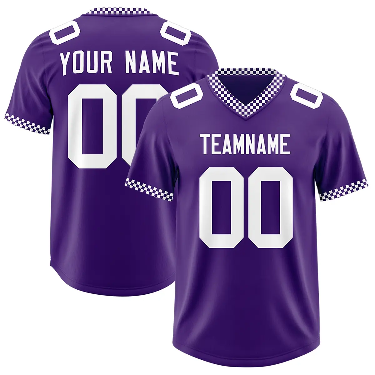 Purple White Square Neckline Football Jersey