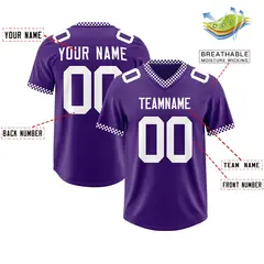 Purple White Square Neckline Football Jersey 2