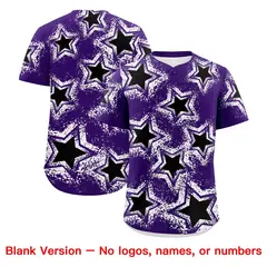 Purple White Star Graffiti Baseball Jersey 8