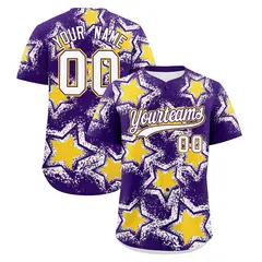 Purple White Star Graffiti Baseball Jersey