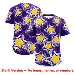 Purple White Star Graffiti Baseball Jersey 9