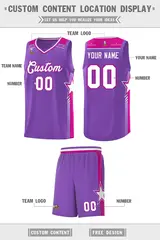 Purple White Star Graffiti Pattern Sports Basketball Jersey 2