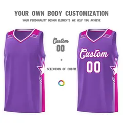 Purple White Star Graffiti Pattern Sports Basketball Jersey 3