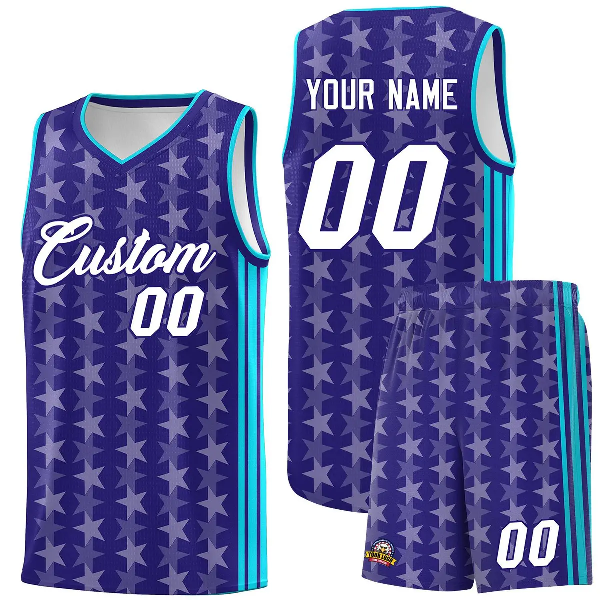 Purple White Star Graffiti Sports Uniform Basketball Jersey