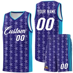 Purple White Star Graffiti Sports Uniform Basketball Jersey