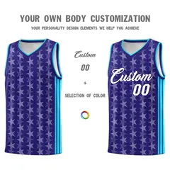 Purple White Star Graffiti Sports Uniform Basketball Jersey 3