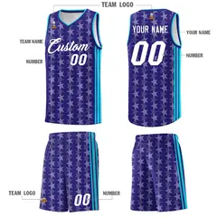 Purple White Star Graffiti Sports Uniform Basketball Jersey 5