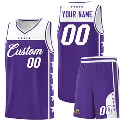 Purple White Star Pattern Sports Basketball Jersey