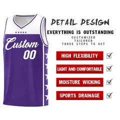 Purple White Star Pattern Sports Basketball Jersey 2