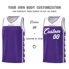 Purple White Star Pattern Sports Basketball Jersey 3
