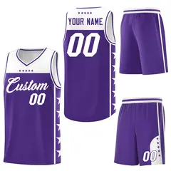 Purple White Star Pattern Sports Basketball Jersey 6