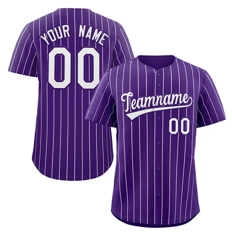 Purple White Stripe Authentic Fashion Baseball Jersey