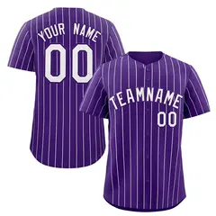 Purple White Stripe Authentic Fashion Baseball Jersey