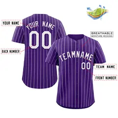 Purple White Stripe Authentic Fashion Baseball Jersey 2
