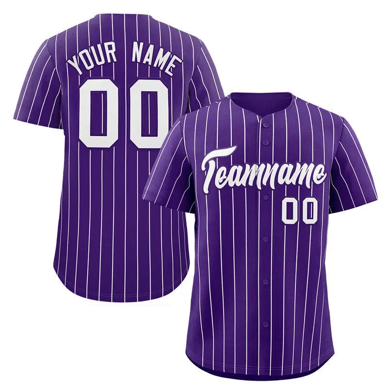 Purple White Stripe Authentic Fashion Baseball Jersey