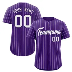 Purple White Stripe Authentic Fashion Baseball Jersey