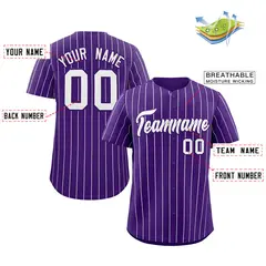 Purple White Stripe Authentic Fashion Baseball Jersey 2