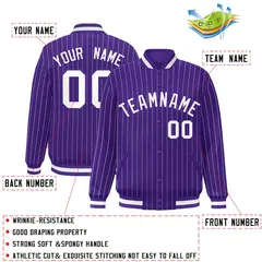 Purple White Stripe Fashion Letterman Bomber Varsity Jacket 2