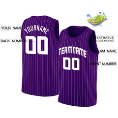 Purple White Stripe Fashion Sport Game Basketball Jersey 2