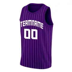 Purple White Stripe Fashion Sport Game Basketball Jersey 4