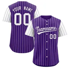 Purple White Stripe Raglan Sleeves Authentic Baseball Jersey 1