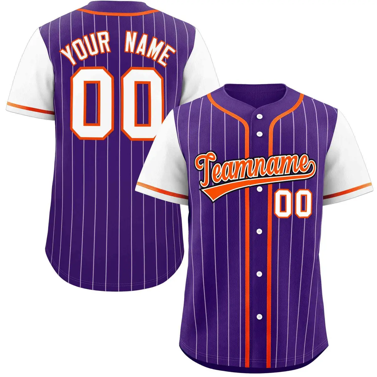 Purple White Stripe Raglan Sleeves Authentic Baseball Jersey