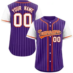 Purple White Stripe Raglan Sleeves Authentic Baseball Jersey