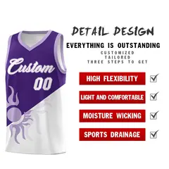 Purple White Sunburst Two Tone Basketball Jersey 3