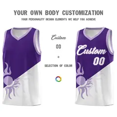 Purple White Sunburst Two Tone Basketball Jersey 4