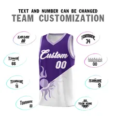 Purple White Sunburst Two Tone Basketball Jersey 5