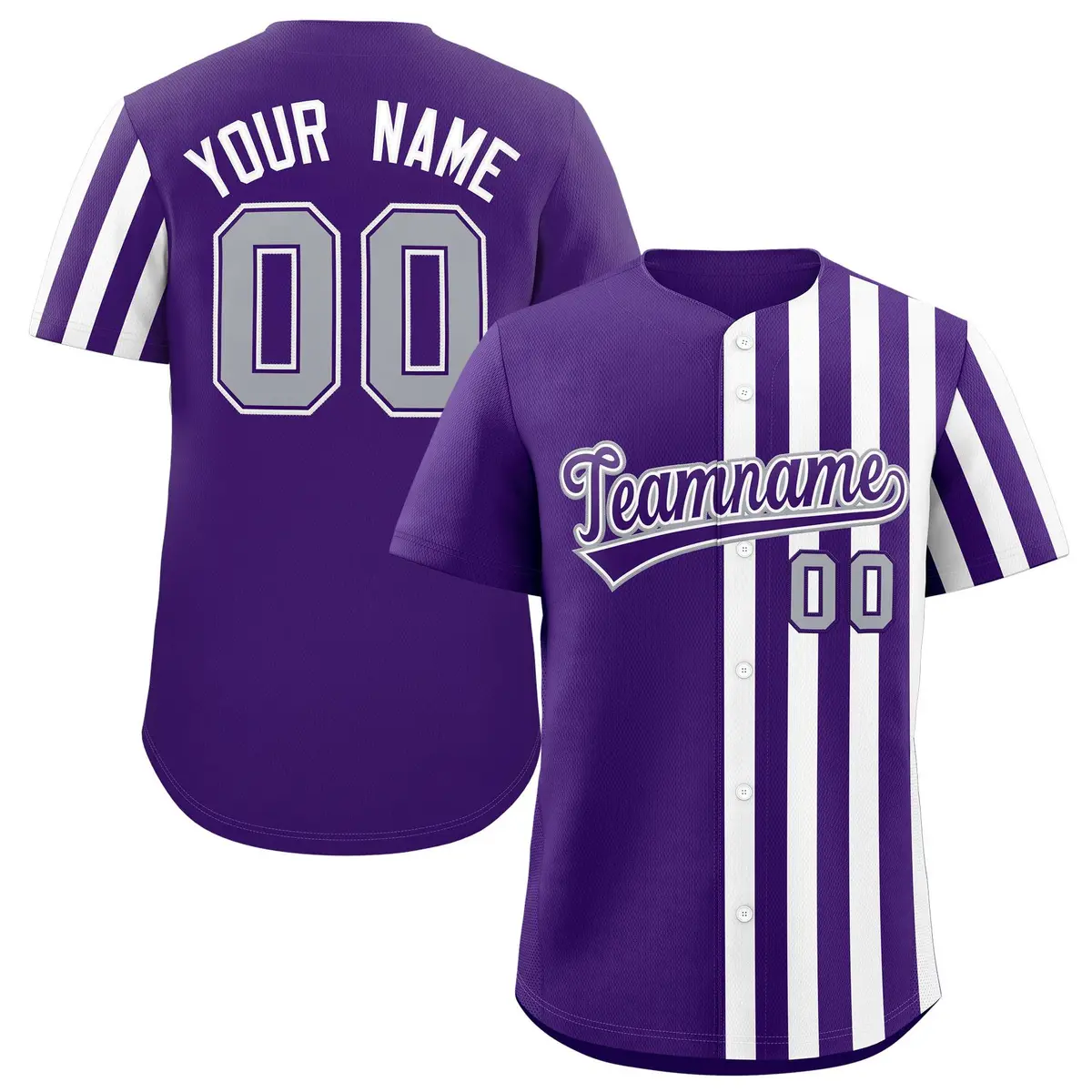 Purple White Thick Stripe Authentic Baseball Jersey